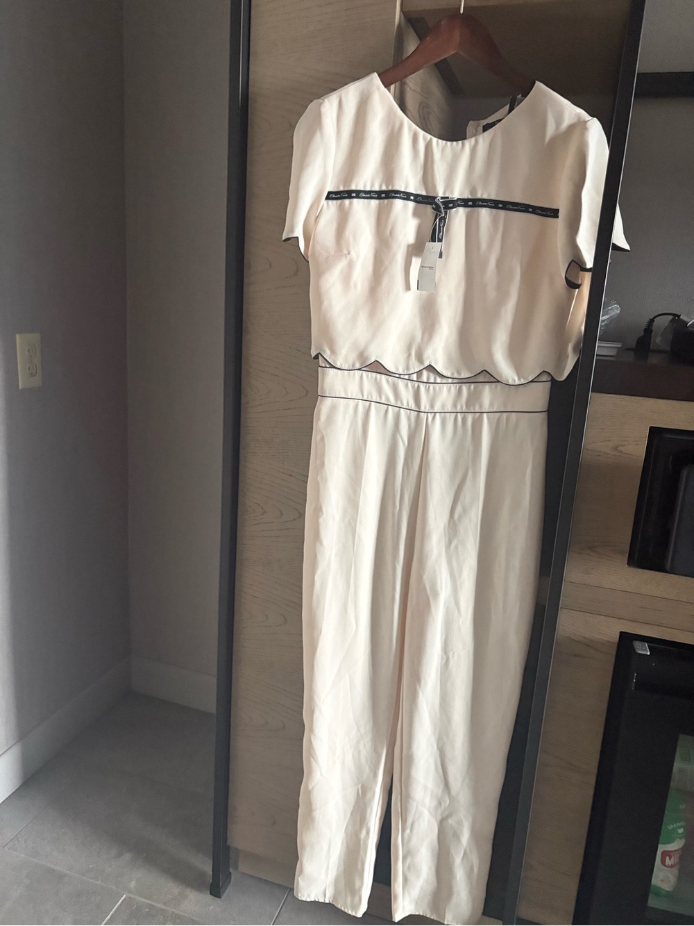 Elisabetta Franchi Cream Scalloped-Trim Jumpsuit